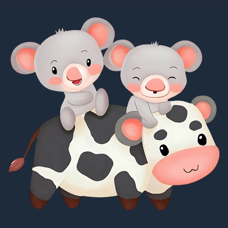 2 Koalas reiten auf einer Kuh