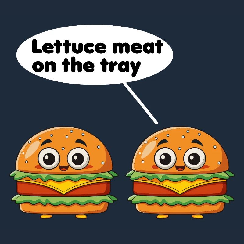 Salatfleisch auf dem Tablett lustiges Burger-Wortspiel