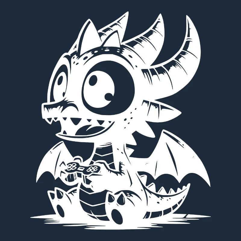 Cute dragon with wings while playing games