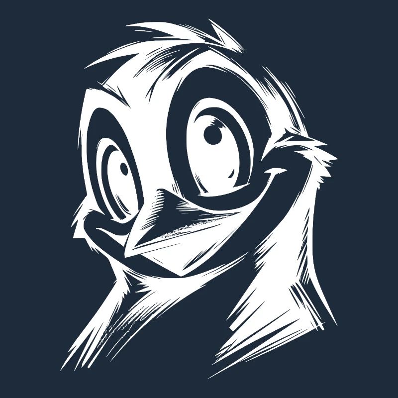 Mignon pingouin dessin animé style crayon