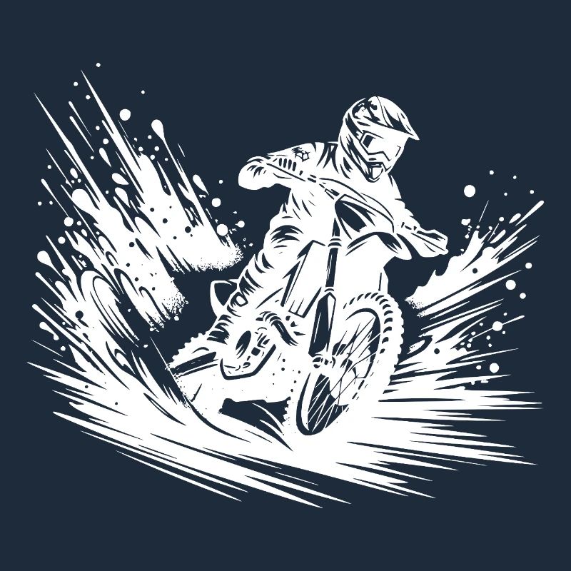 Enduro machine with dust clouds on the track