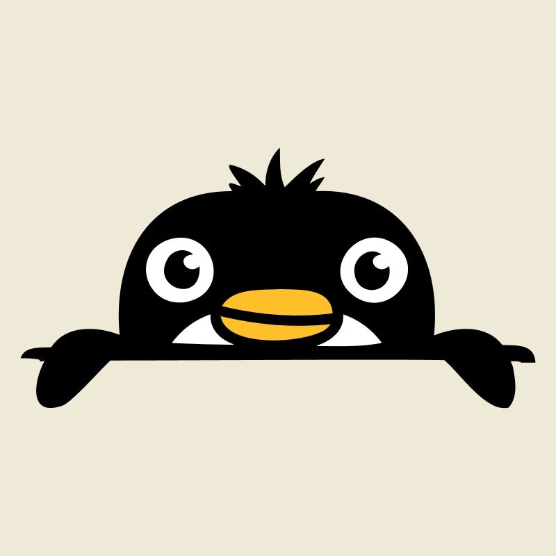 Kleiner Pinguin guckt süß hinter Mauer hervor Kind