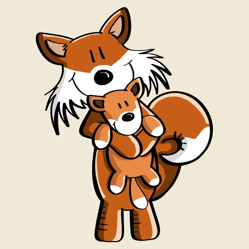 Fuchs mit Babyfuchs - Comic- Geschenk - Kinder