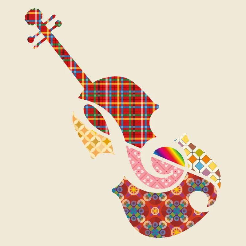 beautiful patchwork violin with treble clef