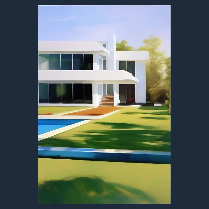 White villa with pool