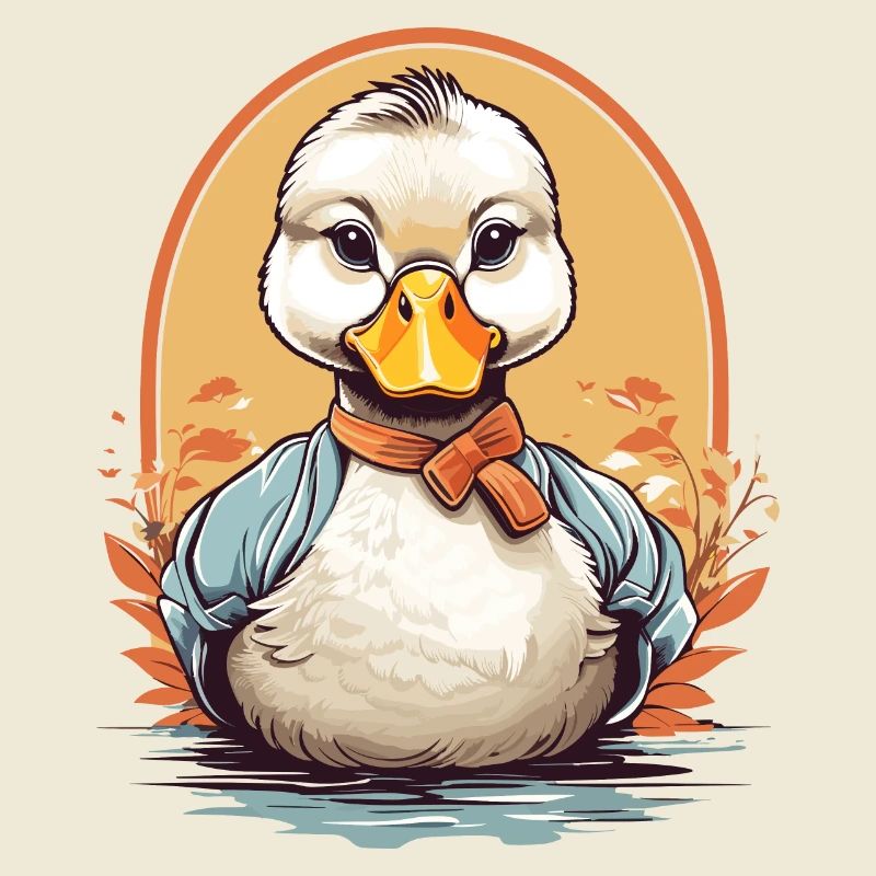 Cute duck with bow