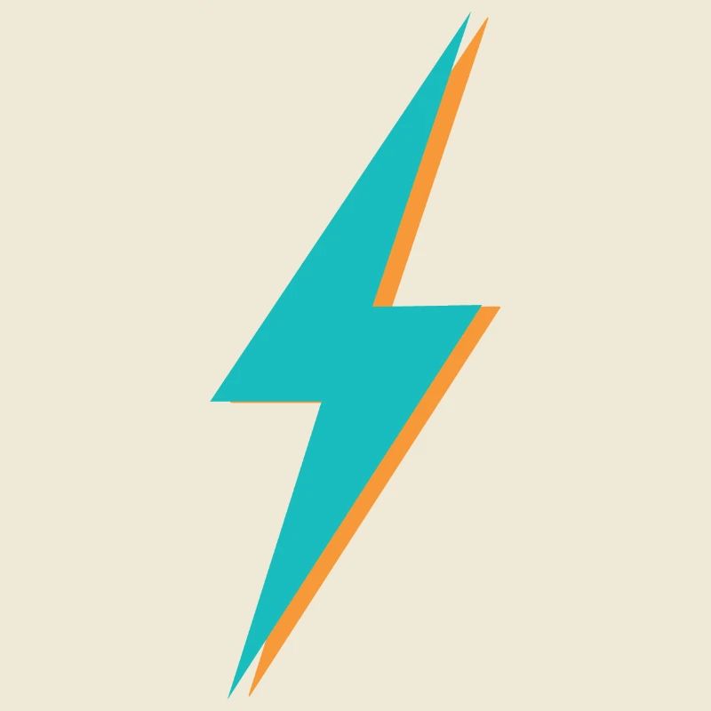 Blue and orange lightning bolt