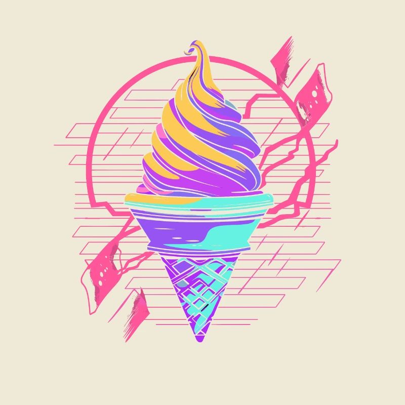 Cornet de crème glacée Synthwave
