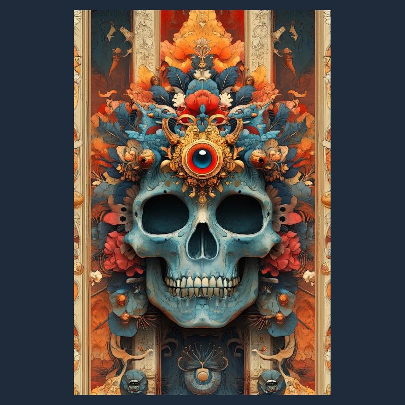 Flower Crown Skull with Third Eye