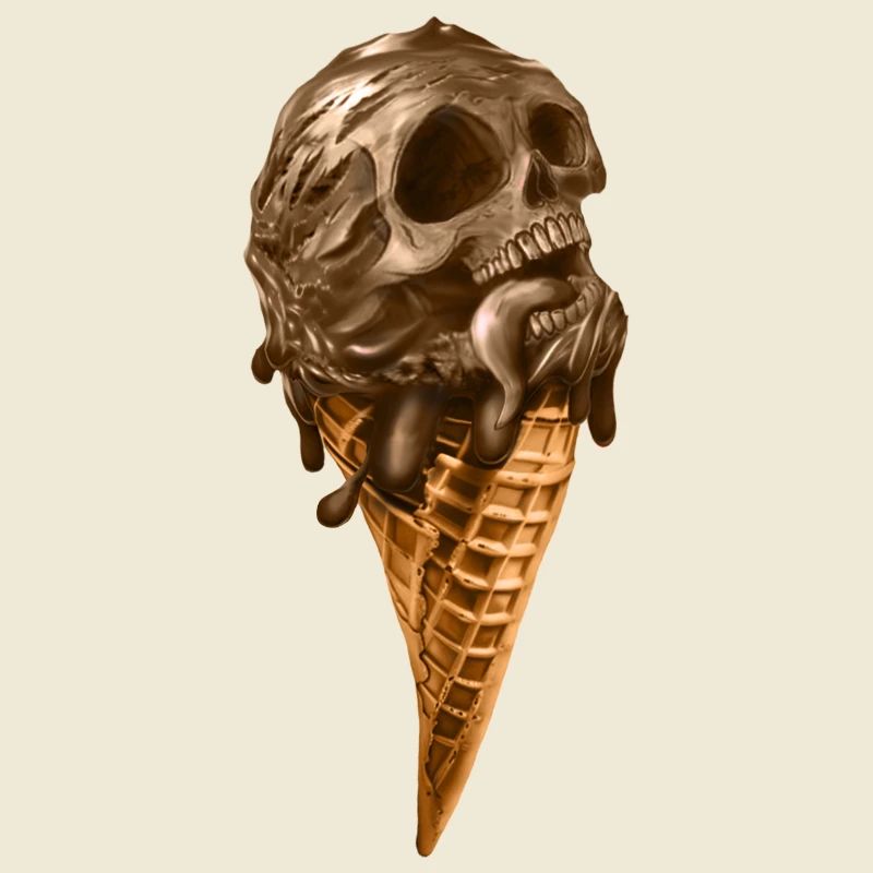 Softeis mit ätherischem Totenkopf