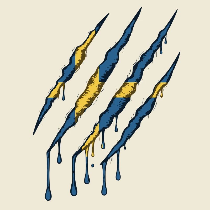 Suède Drapeau Griffe Grunge Sverige Scratch Trace