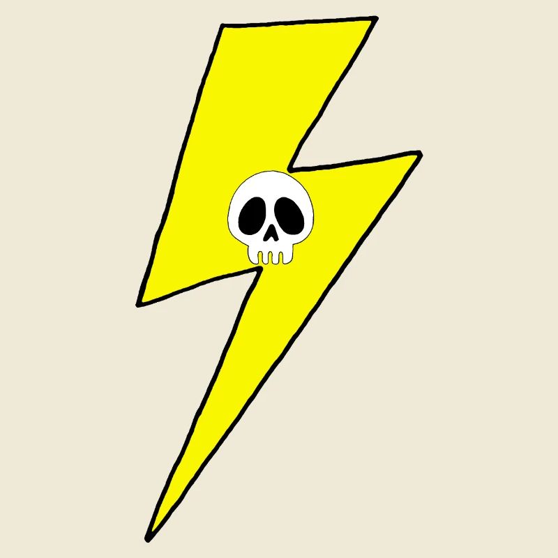 Yellow lightning bolt with white skull