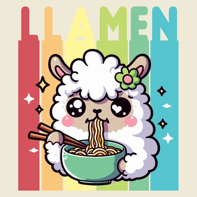 Kawaii Rainbow Noodle Eater Llama