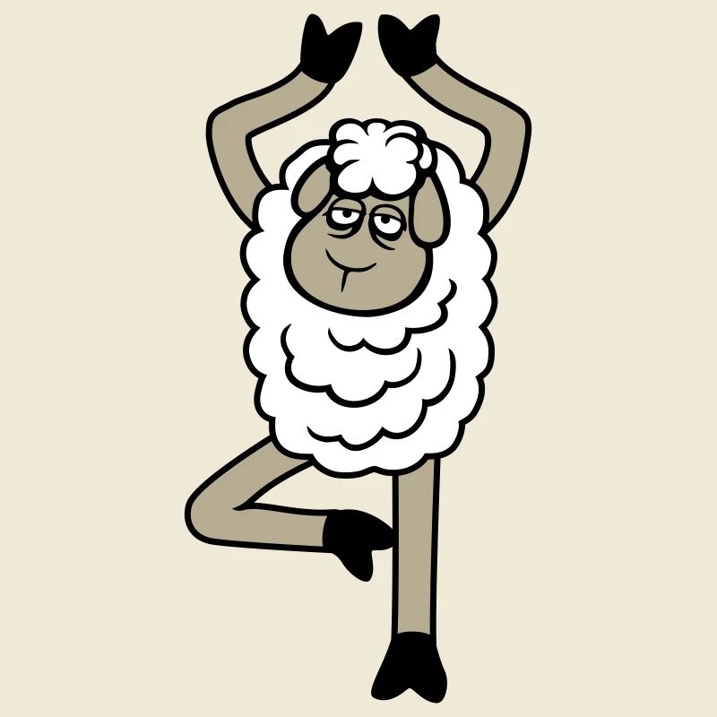 Schaf Müde Erschöpft Traurig Yoga Baum Pose Comic