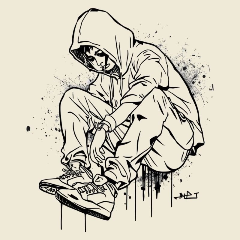 Silhouette Kapuzenpullover Graffiti