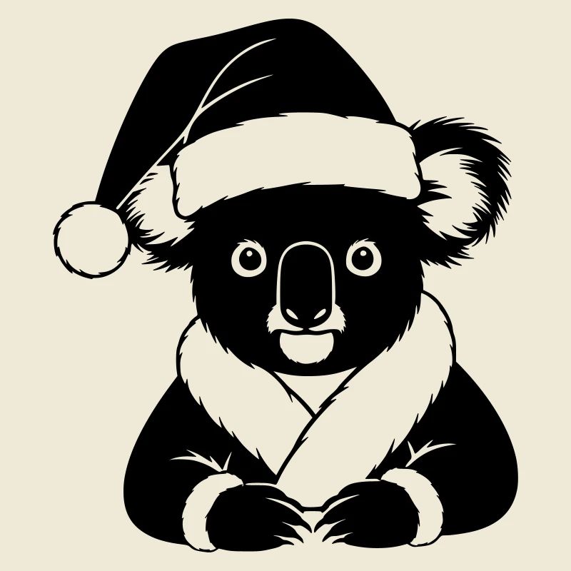 Christmas Koala Comic – Black & White