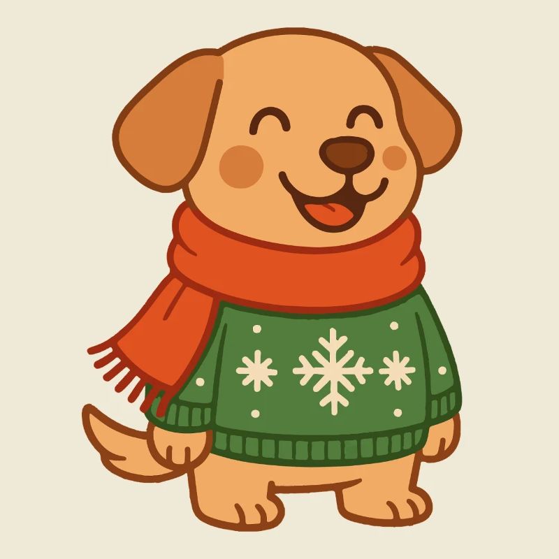 Lustiger Hund Weihnachtspullover Weihnachtsmann Schneeflocken