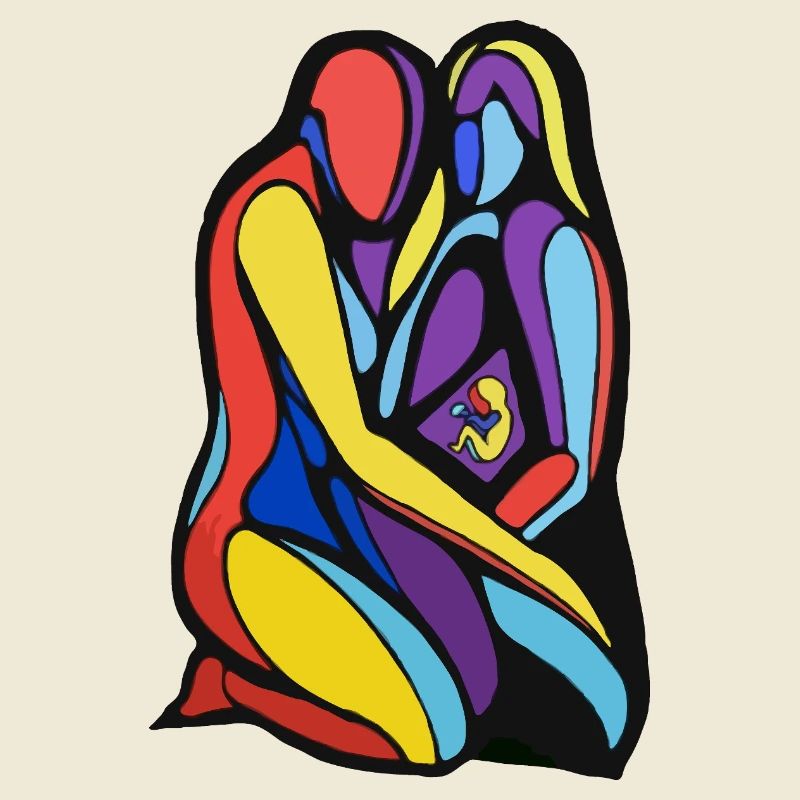 Colorful Maternity Embrace