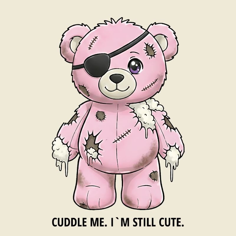 Patchwork Pink Teddy Bear with Eye Patch