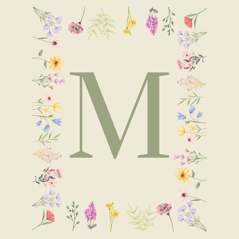 Initial M Floral Monogram