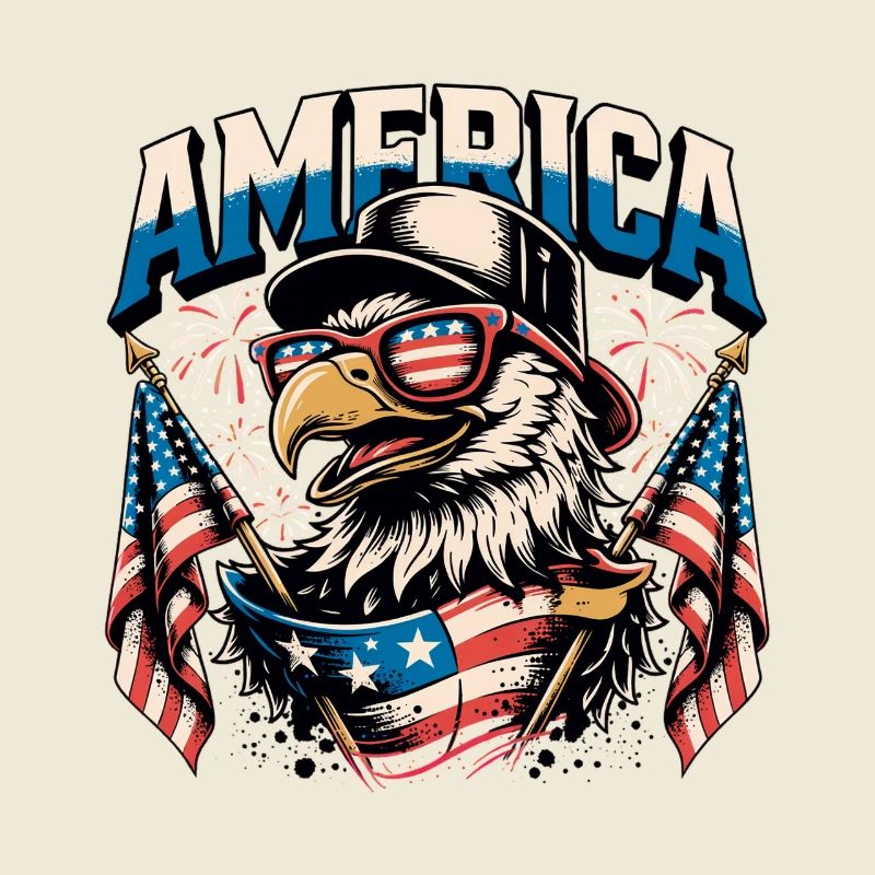 Patriotic Eagle with Flags