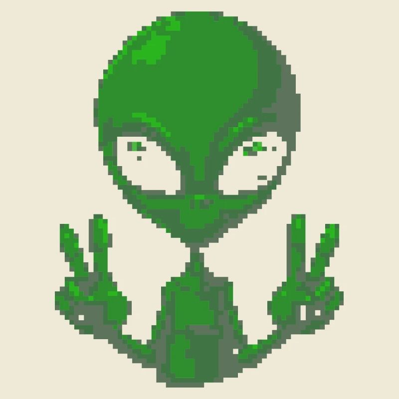Pixel Alien Friedenszeichen-Tee