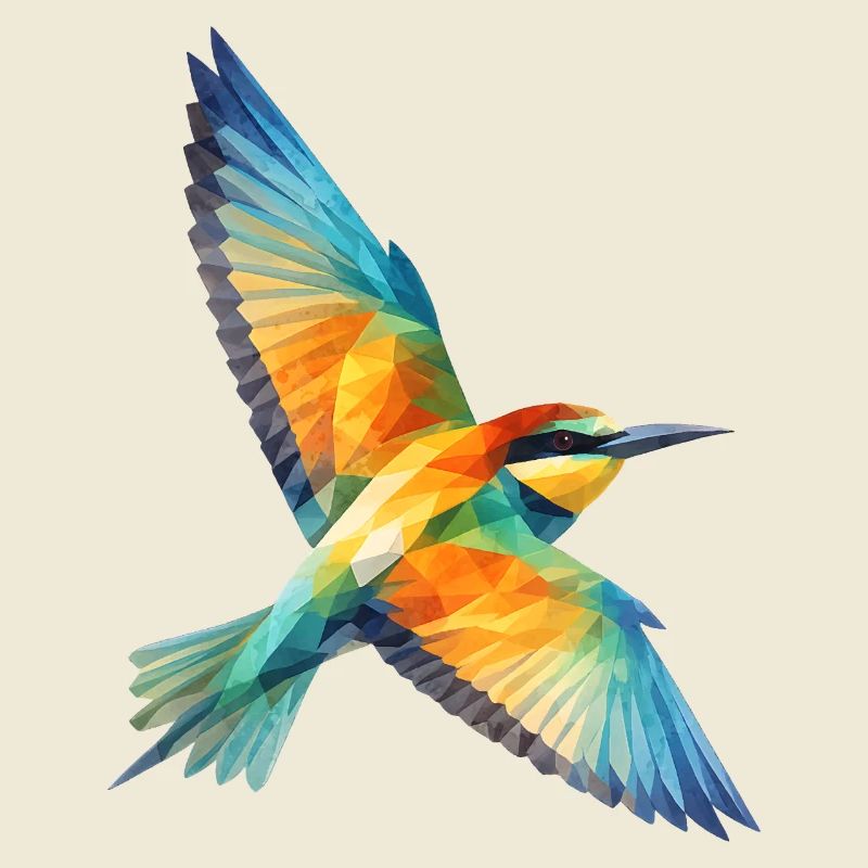 Bee-Eater Bird Low Poly Polygon Art