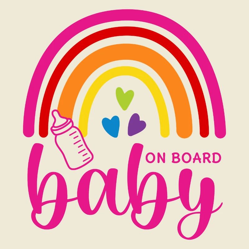 Boho Rainbow Hearts Biberon Bébé à bord