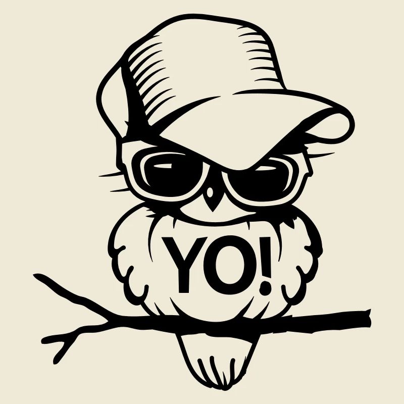 Vogel mit Brille und Baseballcap