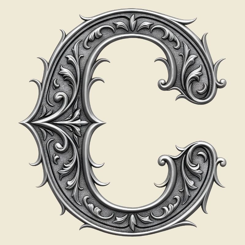 der Buchstabe C Silber Metallic Ornament