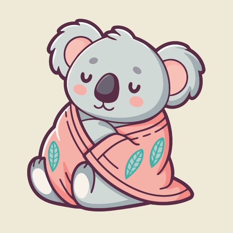Kuscheliger Koala, eingehüllt in eine rosa Decke, eingewickelt