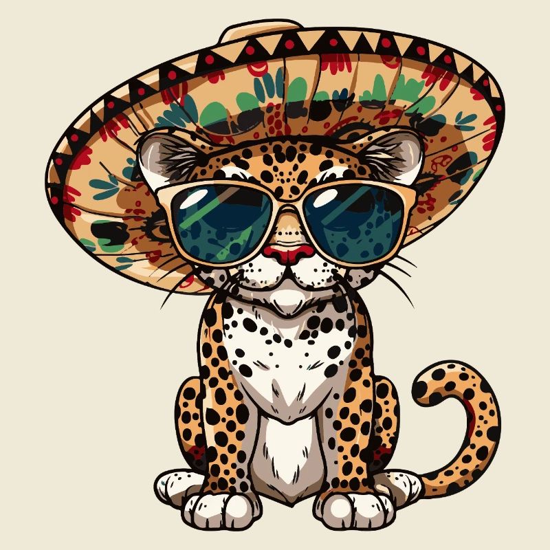 Leopard Comic Lustig Sombrero