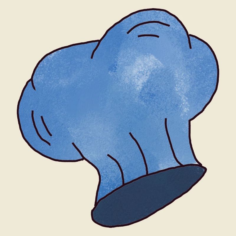 Small blue chef's hat with clouds