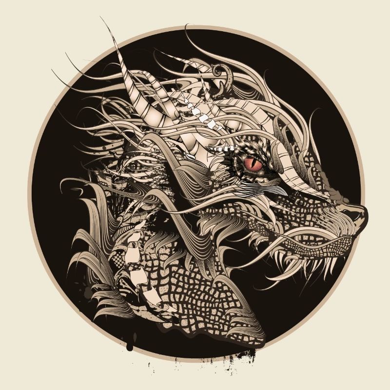 kunstvoll gestalteter mystischer Drachen Patch