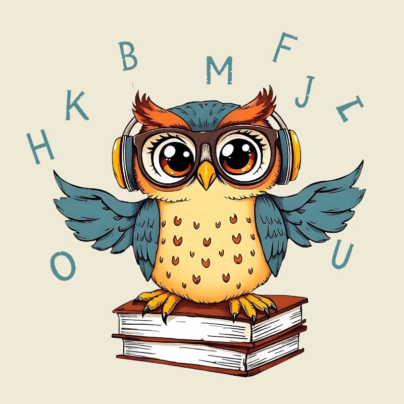 Eule auf Büchern