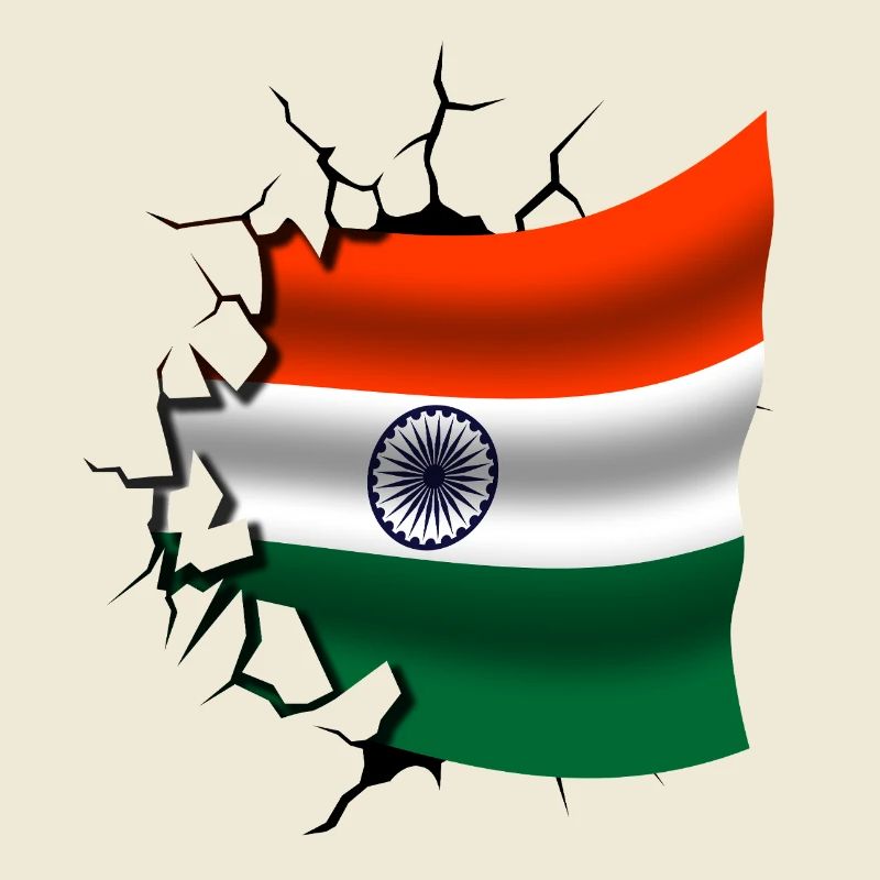Drapeau de l’Inde - Inde - Drapeau Broken Design