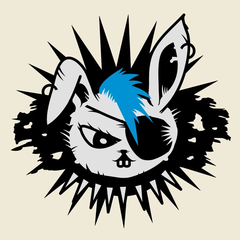 rabbit with an eye patch and a mohawk