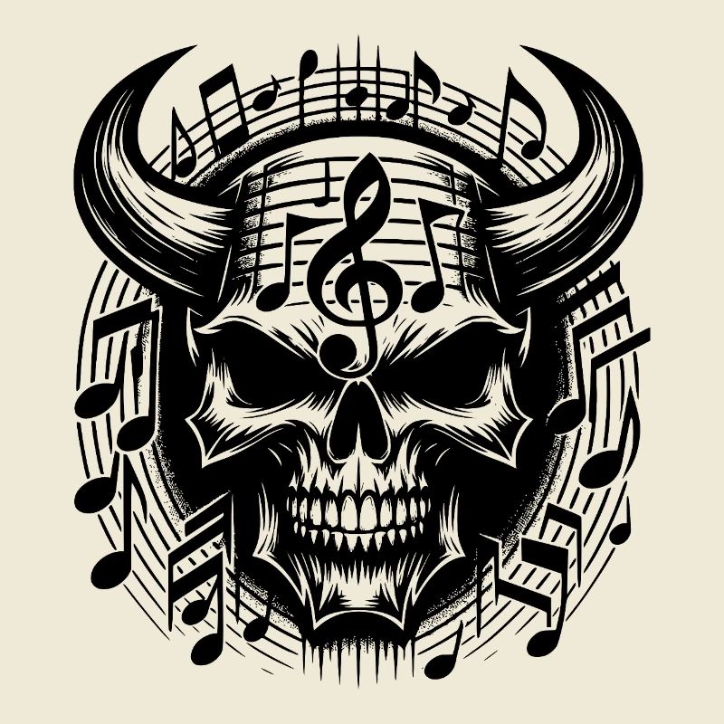 Skull and notes forever Music until death