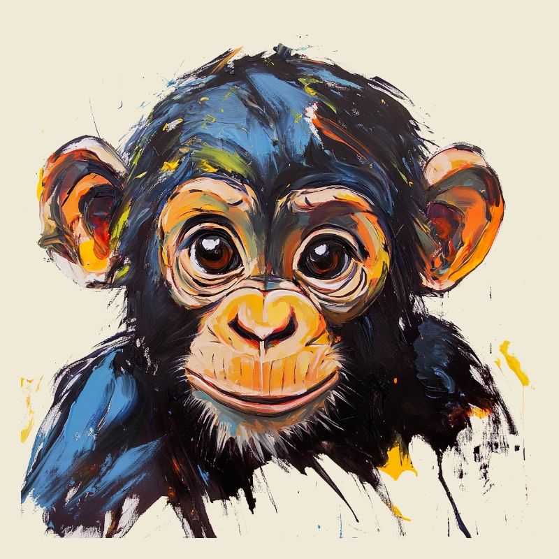Conception d’art expressive de portrait de bébé singe