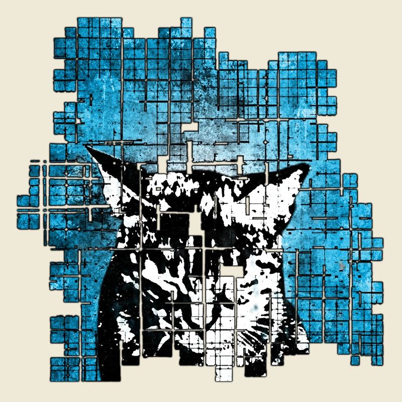 Portrait de chat de style graffiti avec explosion bleue