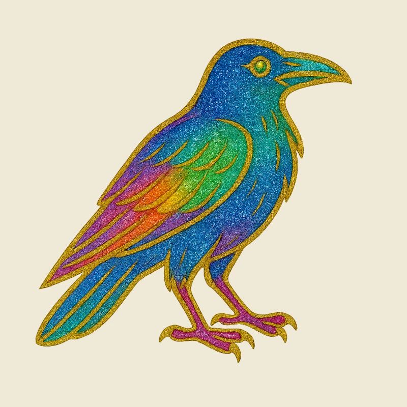 Rainbow Raven Patch Design