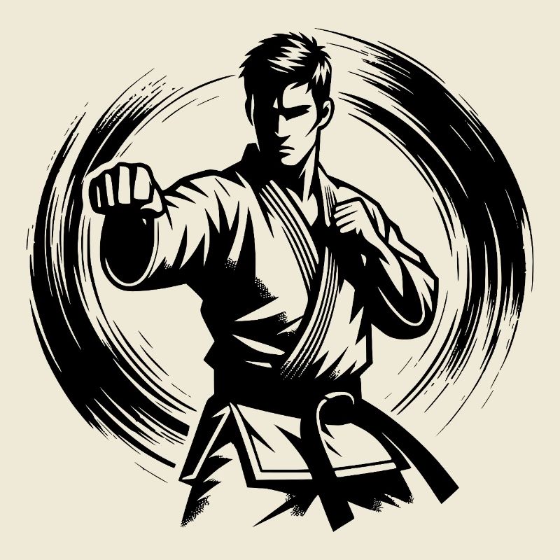 Silhouette de Karaté Parfaite en Combat Dynamique