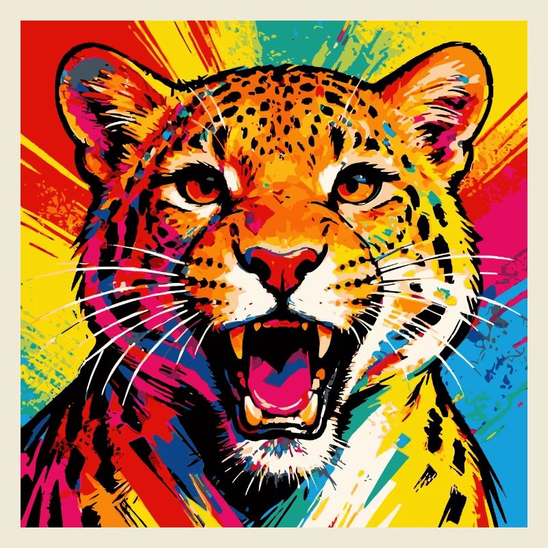 Explosion de couleurs du léopard pop art