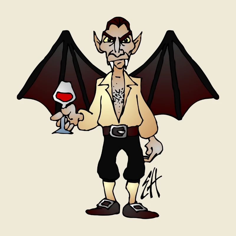 Vampire Dracula with Wine and Bat Wings