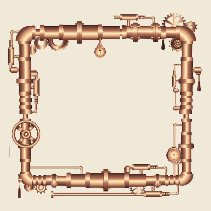 Steampunk frame in steam engine look