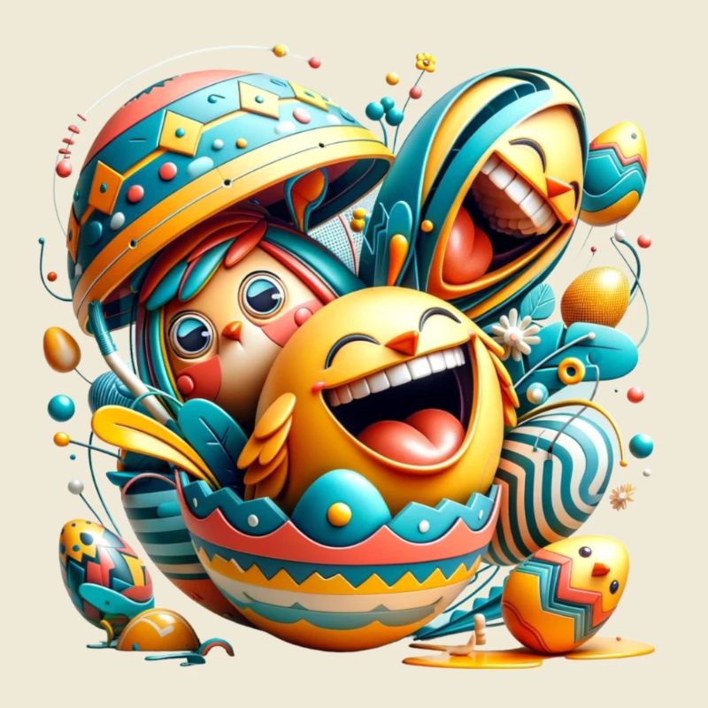 Easter graphic design in Mixed Dimensions style