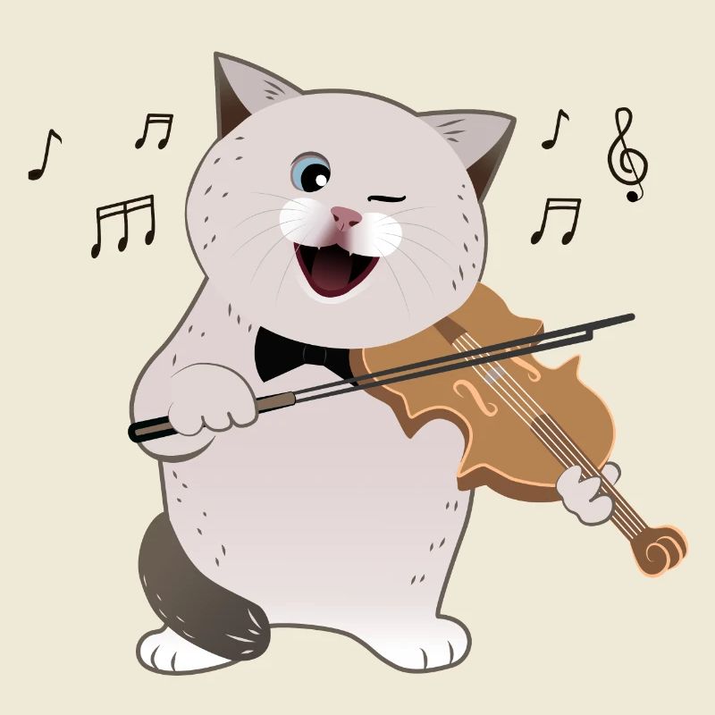 cute chubby cat playing violin