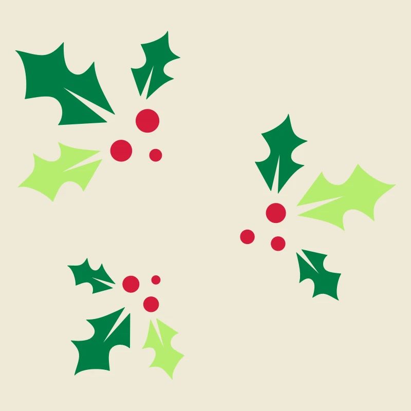 three holly branches with three red berries
