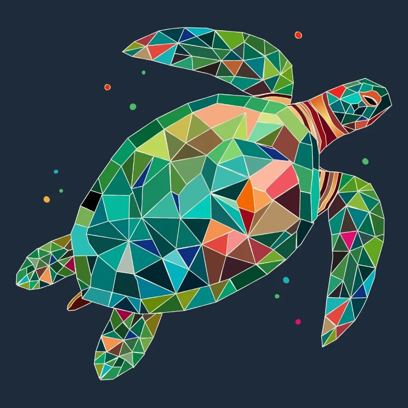 Tortue d’eau colorée - Conception de mer colorée