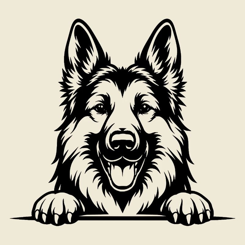 German Shepherd Portrait with Paws